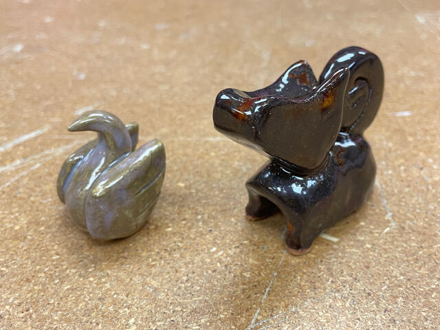 Ceramic swan and dog (front)