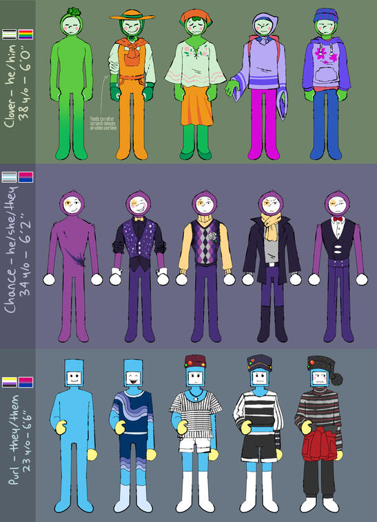 Clover, Chance, and Purl lineups.