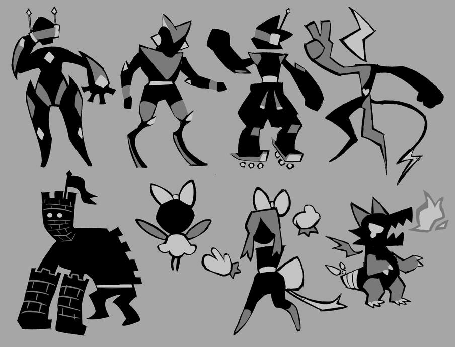 Character silhouettes.